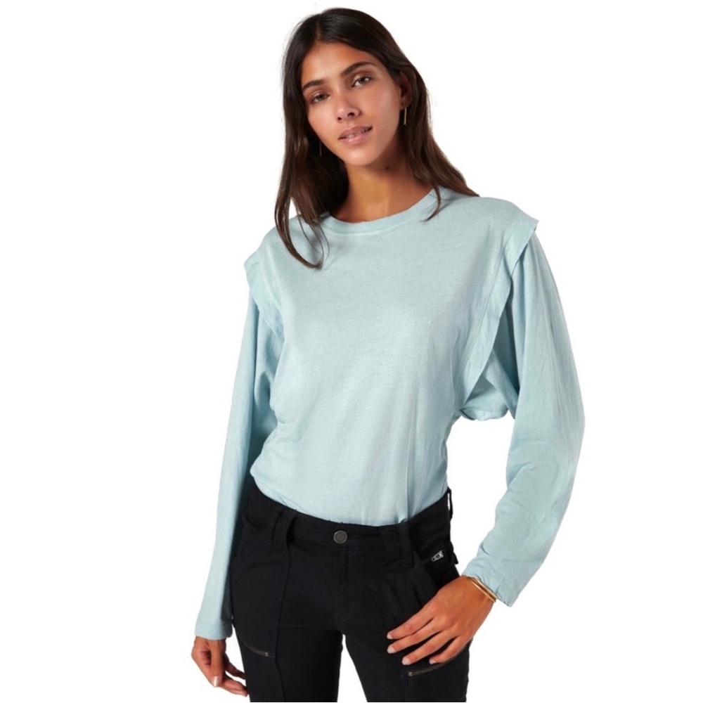JOIE BLUE LONG SLEEVE COTTON JERSEY TOP